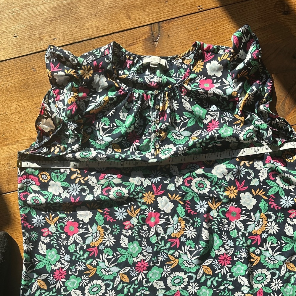 LOFT navy Floral Blouse with Green and Pink Accents - Picture 5 of 5